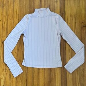Lulus Pastel Pink Ribbed Mock Neck Top